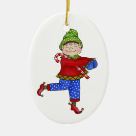Ornamento De Cerâmica Jingle Elves "Fred"