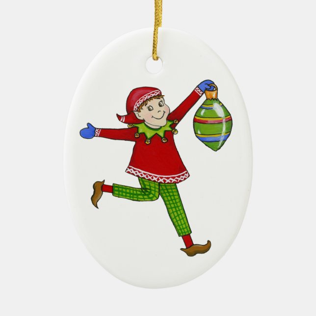 Ornamento De Cerâmica Jingle Elves "Skippy" (Frente)