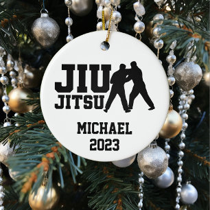 Ornamento De Cerâmica Jiu Jitsu de Natal Personalizado