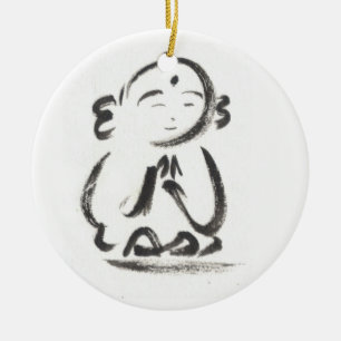 Ornamento De Cerâmica Jizo a monge