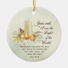 Ornamento De Cerâmica João 8:12 Jesus disse, eu sou a Luz do Mundo