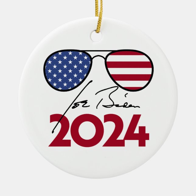 Ornamento De Cerâmica Joe Biden Aviators 2024 (Frente)