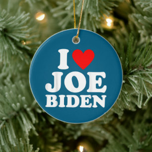 Ornamento De Cerâmica Joe Biden Heart Gift Eu Amo Joe Biden