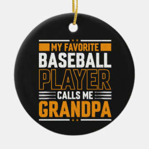 Ornamento De Cerâmica Jogador de Baseball Favorito Me Chama Avô