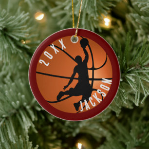 Ornamento De Cerâmica Jogador de Basquete de Natal