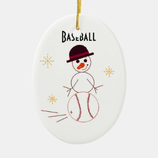 Ornamento De Cerâmica Jogador de beisebol boneco de neve