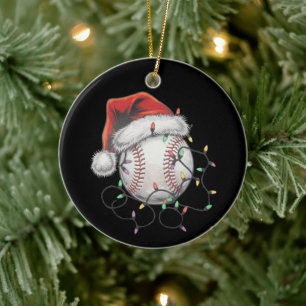 Ornamento De Cerâmica Jogador de beisebol de Natal para papais noeis