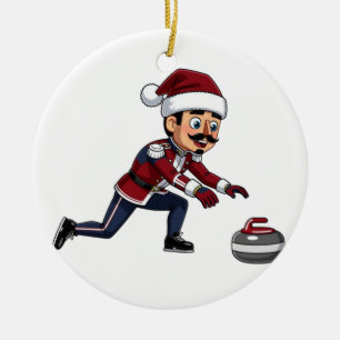 Ornamento De Cerâmica Jogador de Curling do Quebra-Nozes Feriado Esport