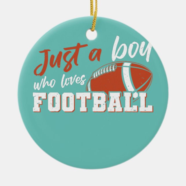 Ornamento De Cerâmica Jogador De Futebol Americano Apenas Um Menino Que  (Frente)