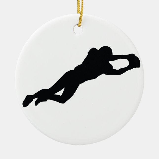 Ornamento De Cerâmica Jogador de futebol Black Silhouette (Frente)
