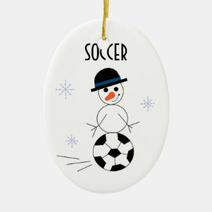 Ornamento De Cerâmica Jogador de Futebol Boneco de Neve
