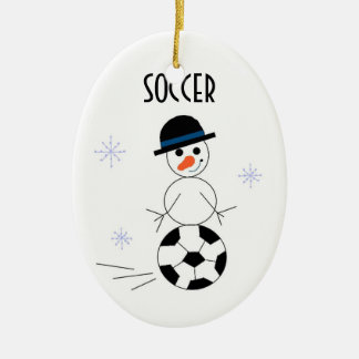 Ornamento De Cerâmica Jogador de Futebol Boneco de Neve