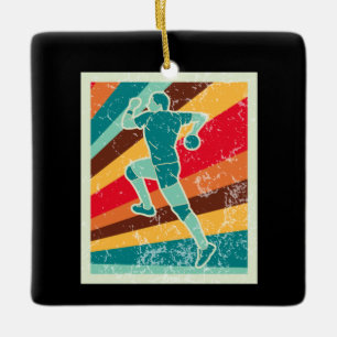 Ornamento De Cerâmica Jogador de Handebol Retro