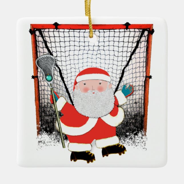 Ornamento De Cerâmica Jogador de Lacrosse Colecionável (Frente)