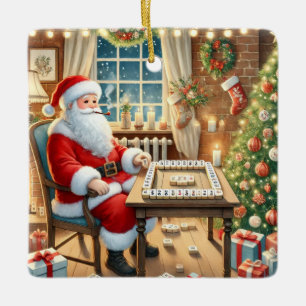 Ornamento De Cerâmica Jogador de Mahjong Favorito para Papais noeis Pers