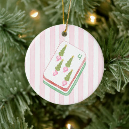 Ornamento De Cerâmica Jogador de Mahjong no Natal Mahj-y