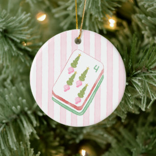 Ornamento De Cerâmica Jogador de Mahjong no Natal Mahj-y