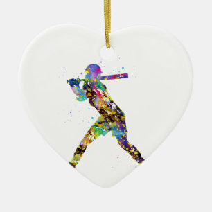 Ornamento De Cerâmica Jogador de softball da menina