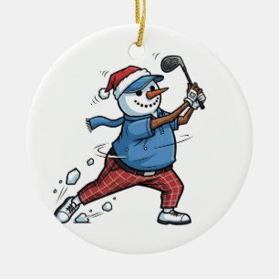 Ornamento De Cerâmica Jogador de Tênis Boneco de Neve Natal 2026 Feriad