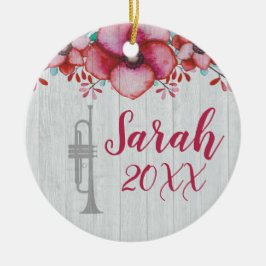 Ornamento De Cerâmica Jogador de Trompete Música Presente Cera Personali