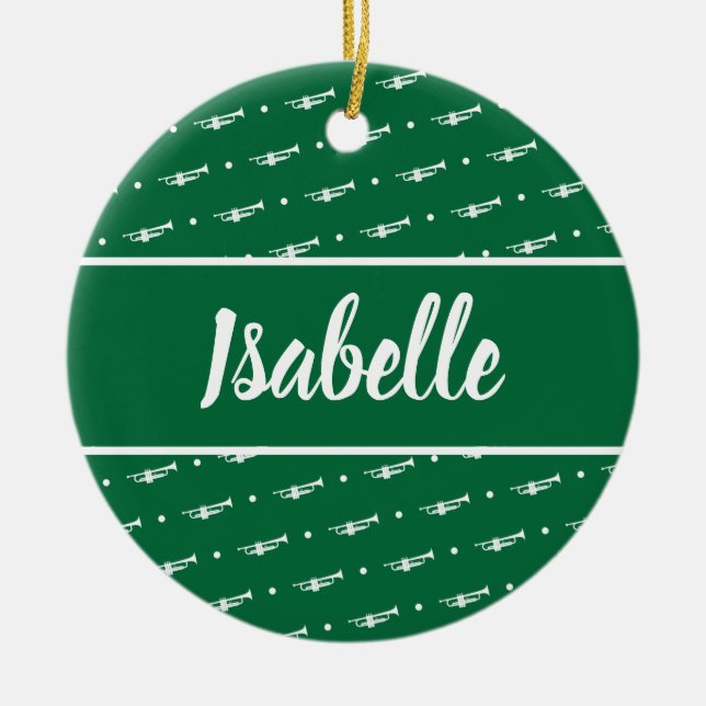 Ornamento De Cerâmica Jogador de Trompete Presente Personalizado Musical (Frente)