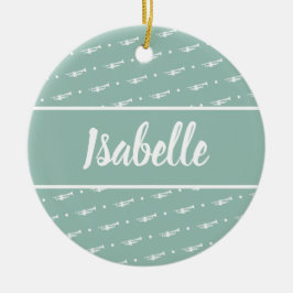 Ornamento De Cerâmica Jogador de trompete Presente Personalizado Verde