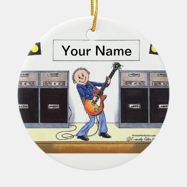 Ornamento De Cerâmica Jogador de Violão - Homem (Frente)