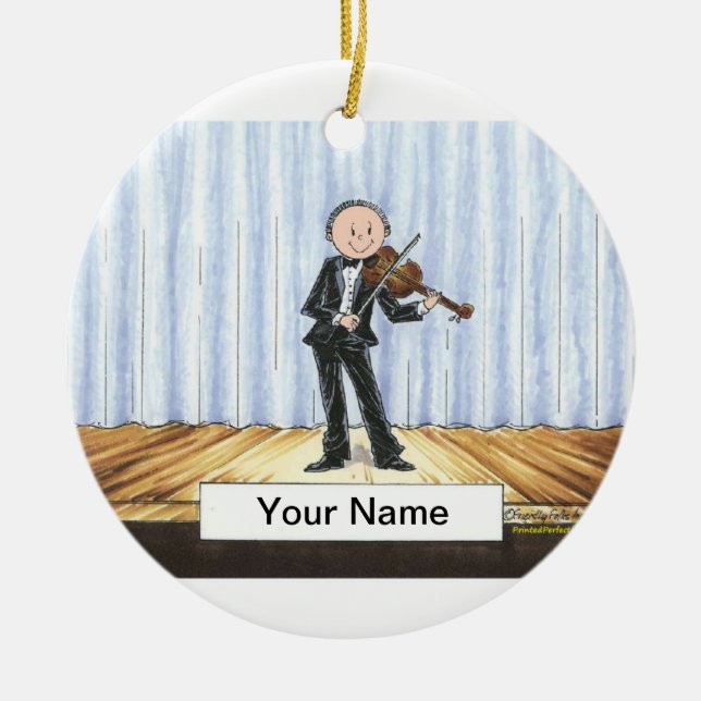 Ornamento De Cerâmica Jogador de Violino - Homem (Frente)
