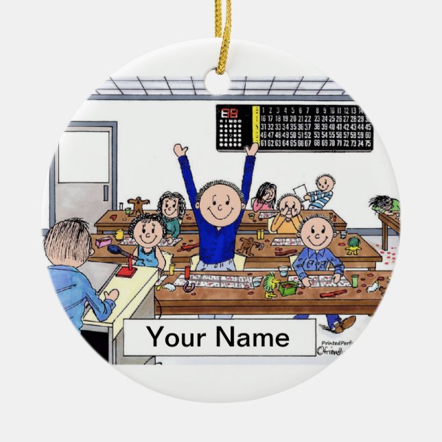 Ornamento De Cerâmica Jogador do Bingo - homem (Frente)