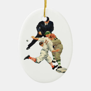 Ornamento De Cerâmica Jogadores de beisebol do Vintage Sports Seguros em