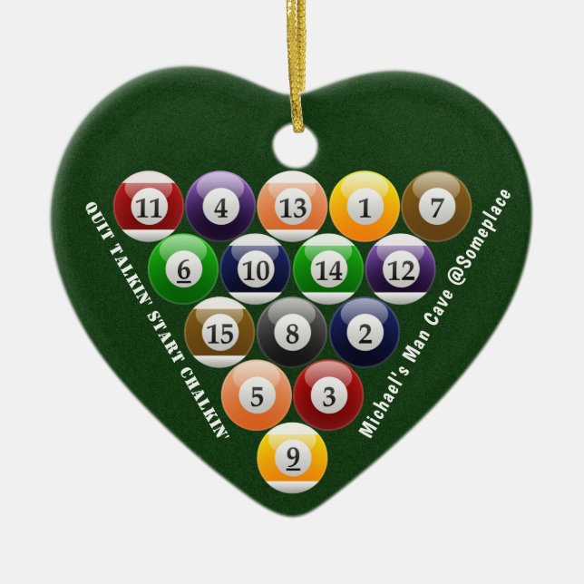 Ornamento De Cerâmica Jogo da piscina das bolas de bilhar 8-Ball da (Frente)