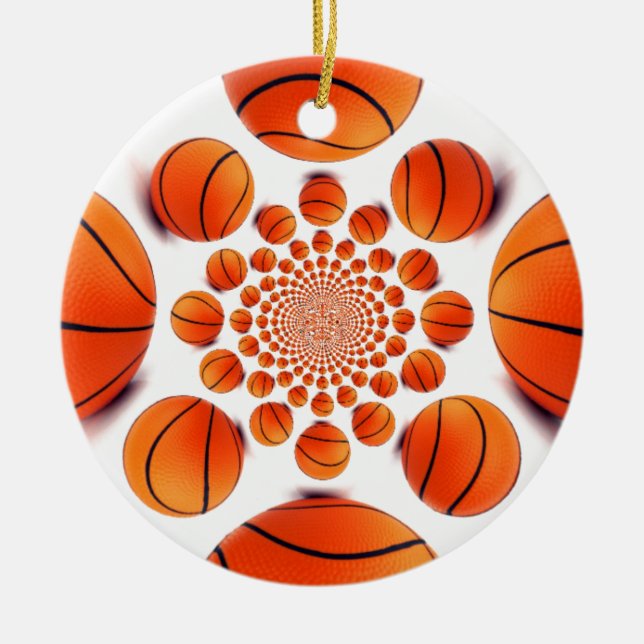 Ornamento De Cerâmica Jogo de basquete dos campeões: Court Vision Kaleid (Frente)