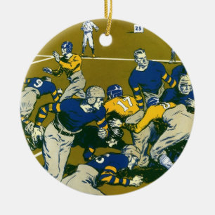 Ornamento De Cerâmica Jogo de Futebol Esportivo Vintage, Times Dourado v