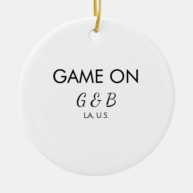 Ornamento De Cerâmica Jogo para adicionar nome do casal localidade da fe (Frente)