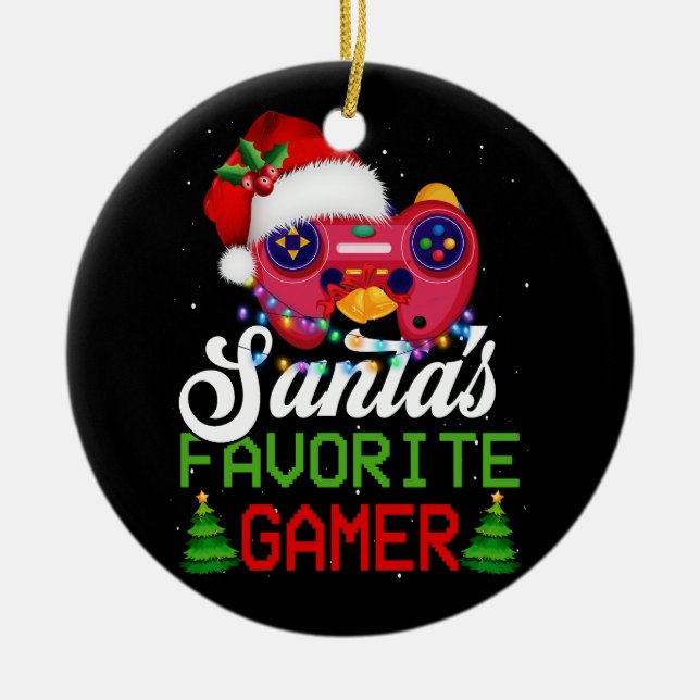 Ornamento De Cerâmica Jogos de Vídeo de Natal Papais noeis Favoritos (Frente)
