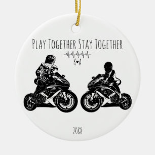 Ornamento De Cerâmica Jogue Juntos...Moto Personalizada