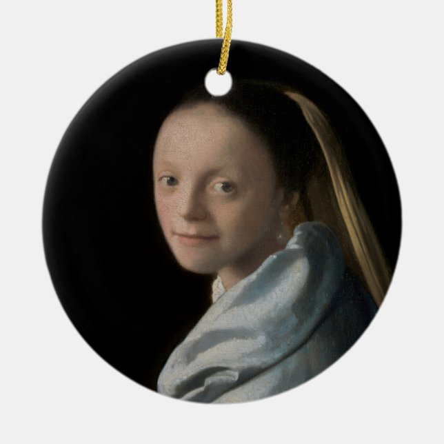 Ornamento De Cerâmica Johannes Vermeer - Estudo de uma Jovem Mulher (Frente)