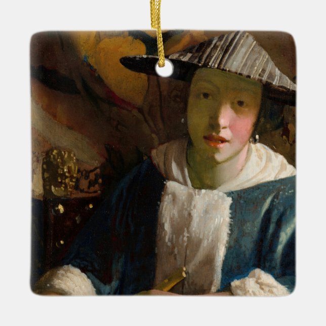 Ornamento De Cerâmica Johannes Vermeer - Garota com flauta (Frente)