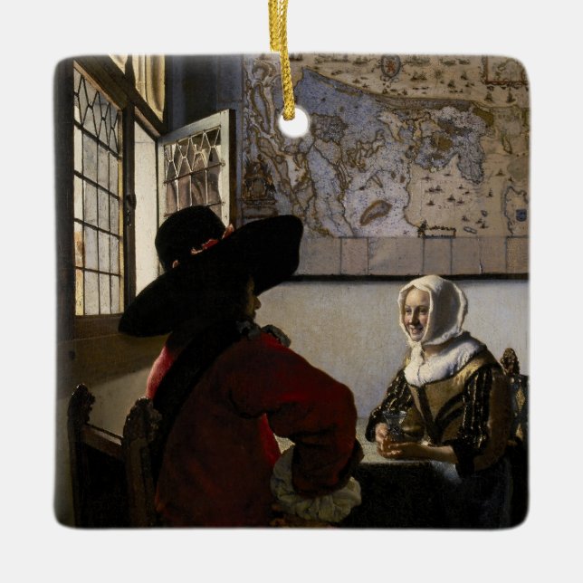 Ornamento De Cerâmica Johannes Vermeer - Oficial com uma Garota Rindo (Frente)