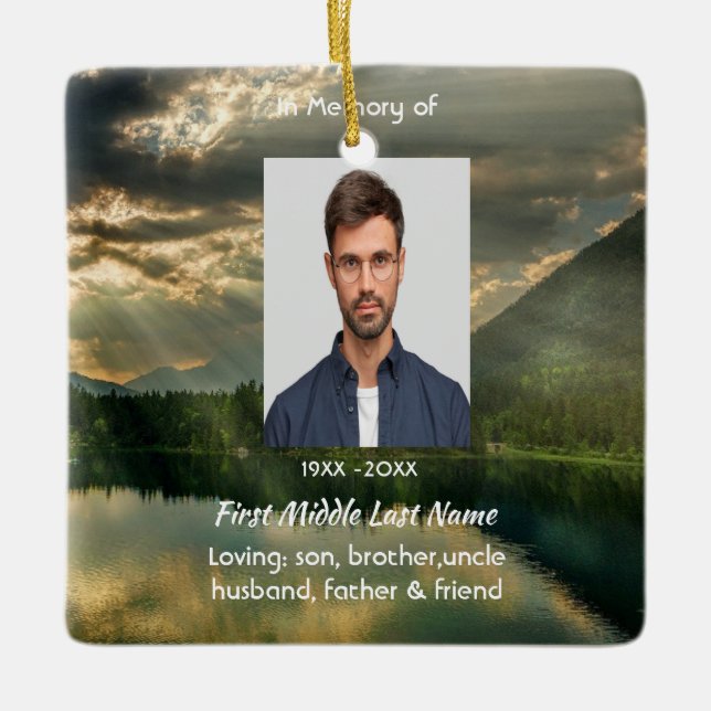 Ornamento De Cerâmica John 11: 25, Scripture Memorial Keepsake  (Frente)