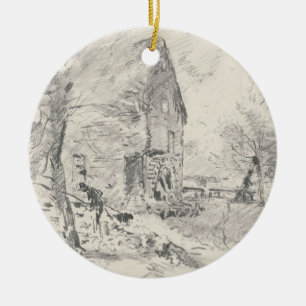Ornamento De Cerâmica John Constable Watermill em Newbury (lápis)