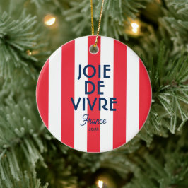 Ornamento De Cerâmica Joie De Vivre França Red Cabana Stripe Francês