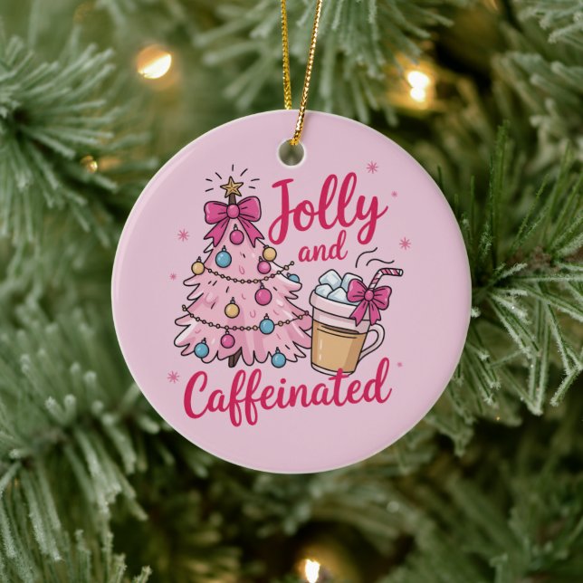 Ornamento De Cerâmica Jolly & Caffeinated Cofee Natal Retro Moda  (Árvore)