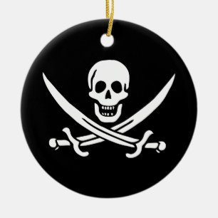 Ornamento De Cerâmica Jolly Roger Pirate Flag Ornament