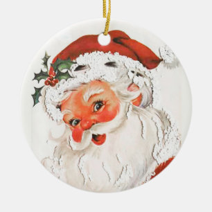 Ornamento De Cerâmica Jolly Santa Claus Vintage Ornament