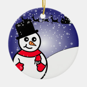 Ornamento De Cerâmica Jolly Snowman