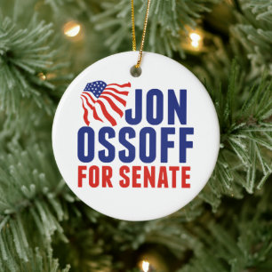 Ornamento De Cerâmica Jon Ossoff para o Senado Eleição de Natal de 2026
