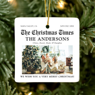 Ornamento De Cerâmica Jornal Único Que Ano Foto Natal