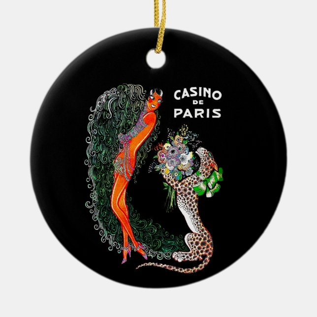 Ornamento De Cerâmica Josephine Baker Cheetah Jazz Age (Frente)