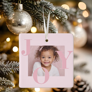 Ornamento De Cerâmica JOY Blush Rosa Natal Moderno   Personalizado